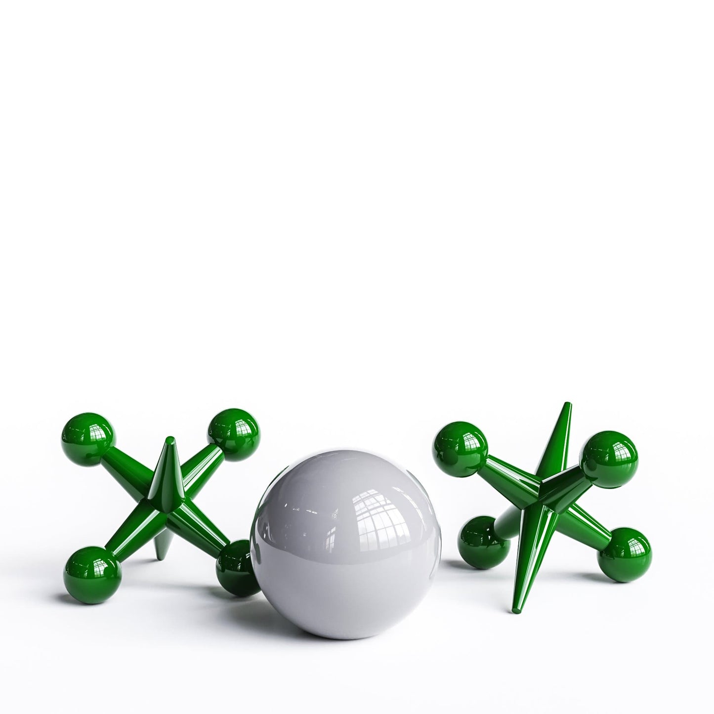 Ceramic 18"Jacks & 16" Ball  Set - Plain Colors - Synchrony Art INC