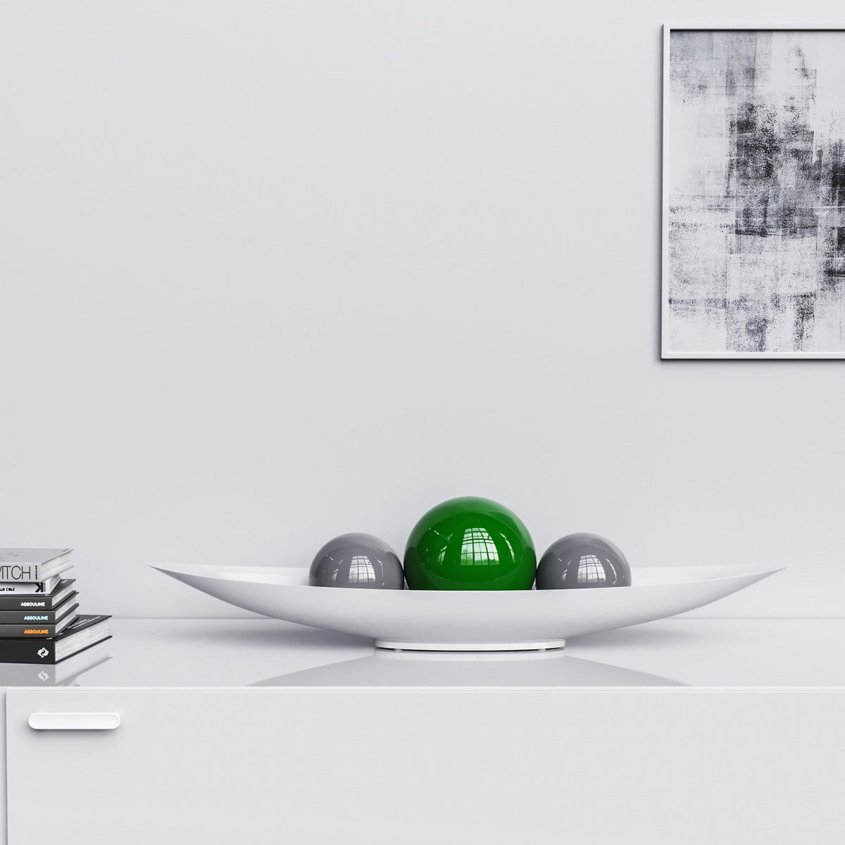 Ceramic Canoe & Three Balls Set - Plain Colors - Synchrony Art INC