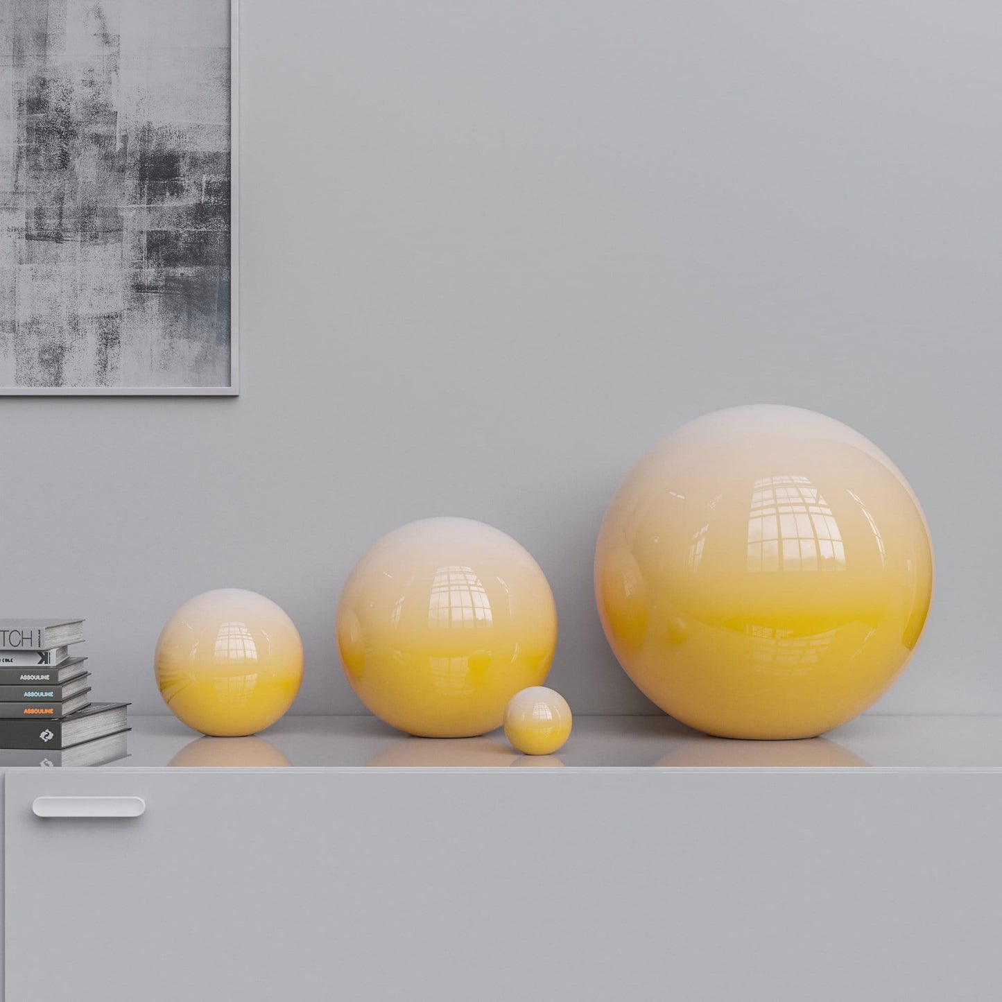 Ceramic Sphere Four Pieces Set - Faded Colors - Synchrony Art INC