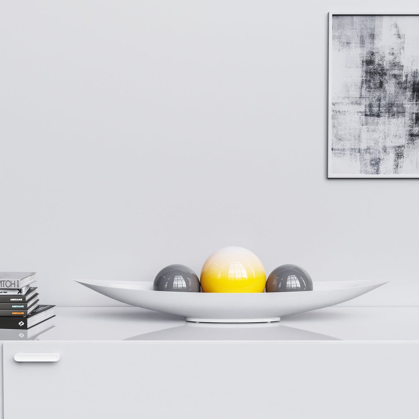 Ceramic Canoe & Three Balls Set - Faded Colors - Synchrony Art INC