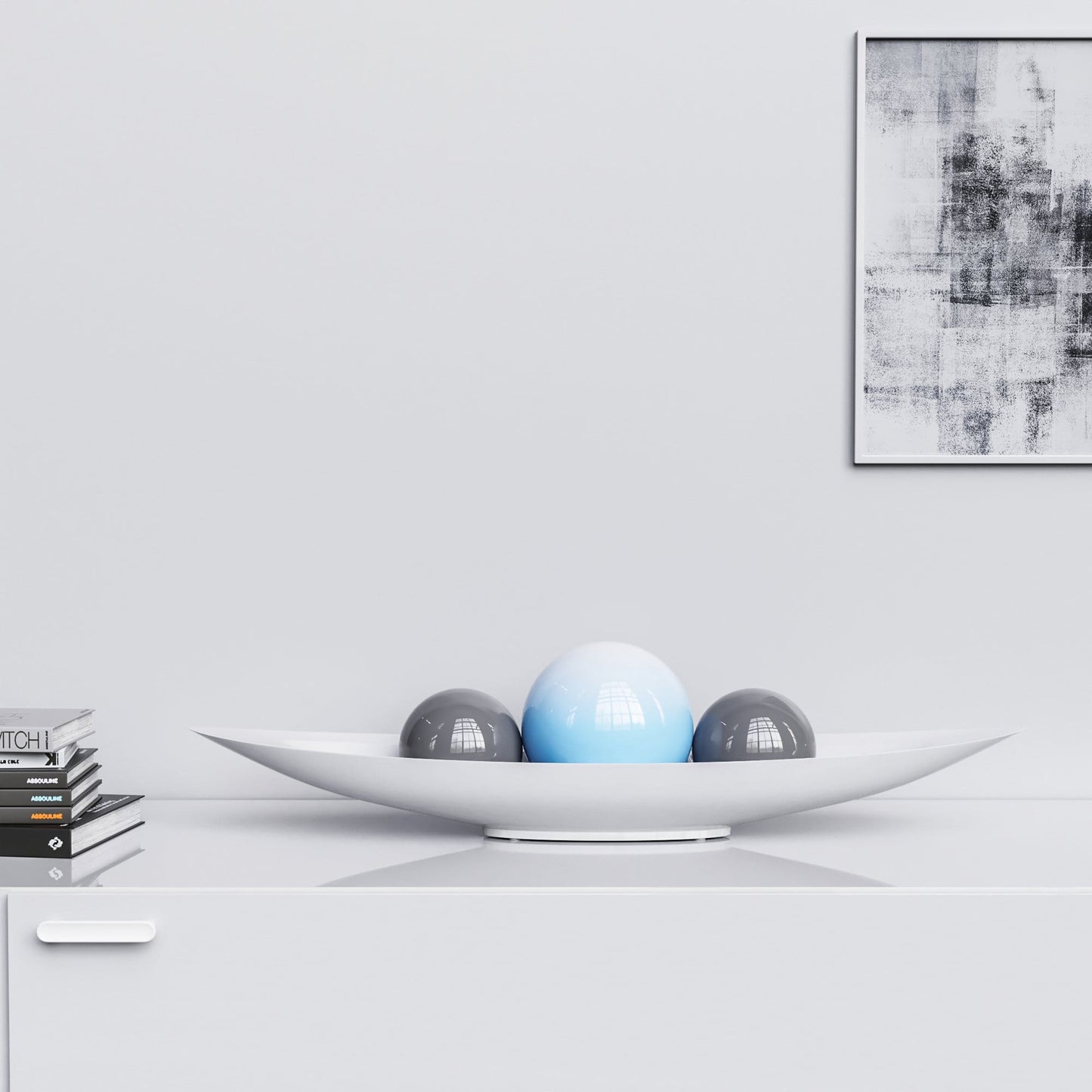 Ceramic Canoe & Three Balls Set - Faded Colors - Synchrony Art INC