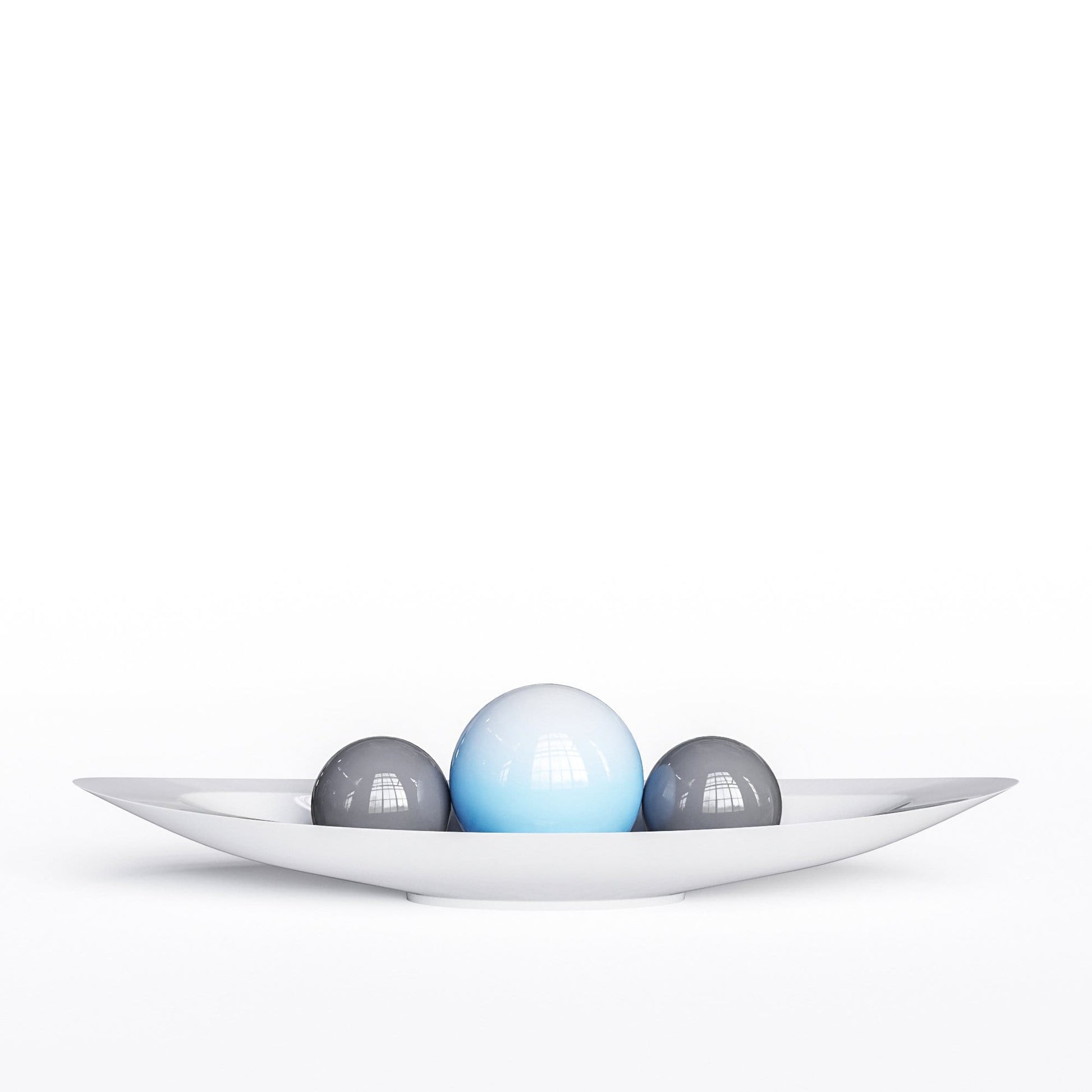 Ceramic Canoe & Three Balls Set - Faded Colors - Synchrony Art INC