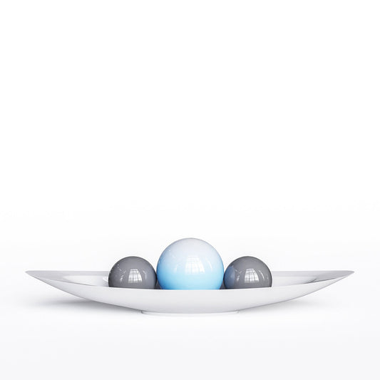 Ceramic Canoe & Three Balls Set - Faded Colors - Synchrony Art INC