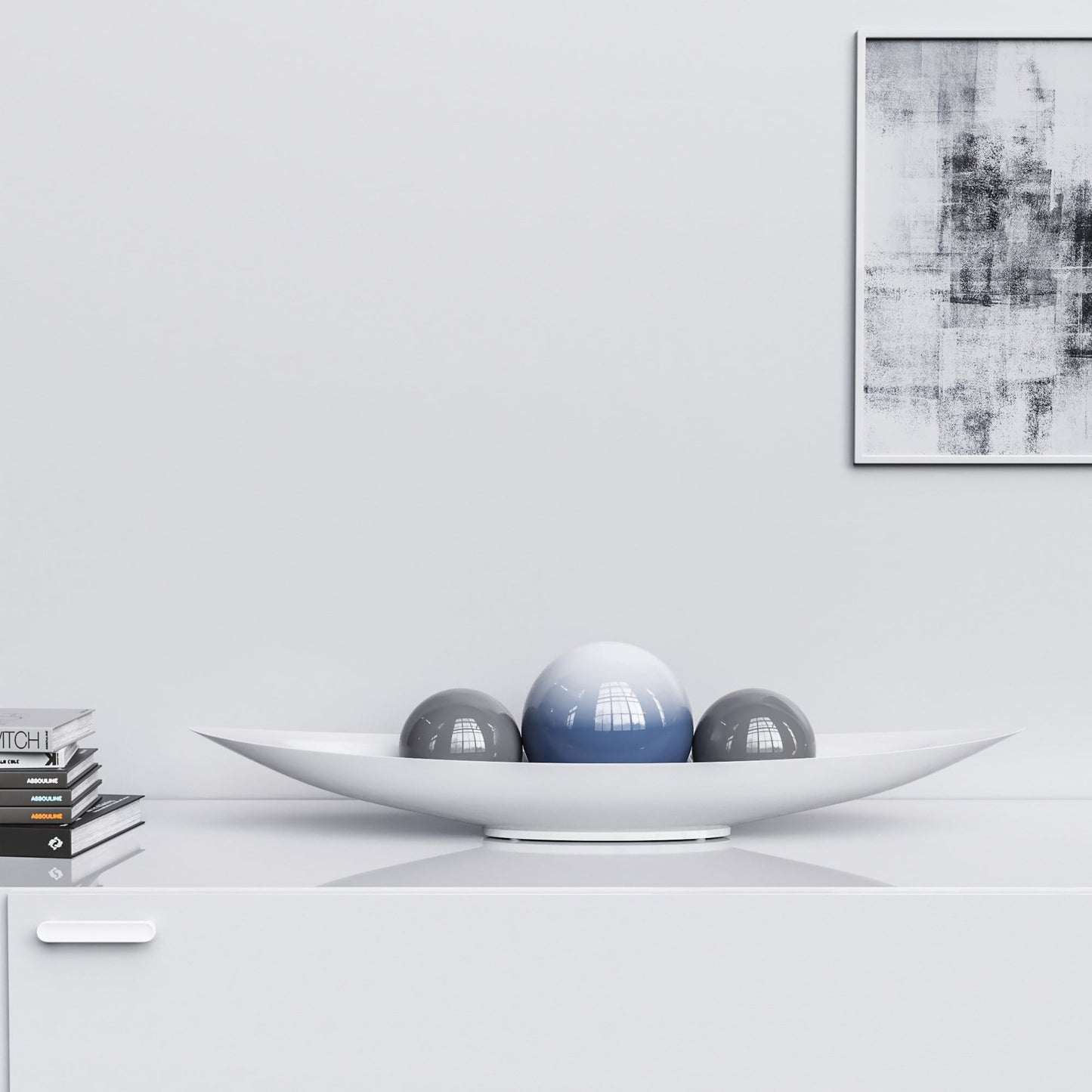 Ceramic Canoe & Three Balls Set - Faded Colors - Synchrony Art INC