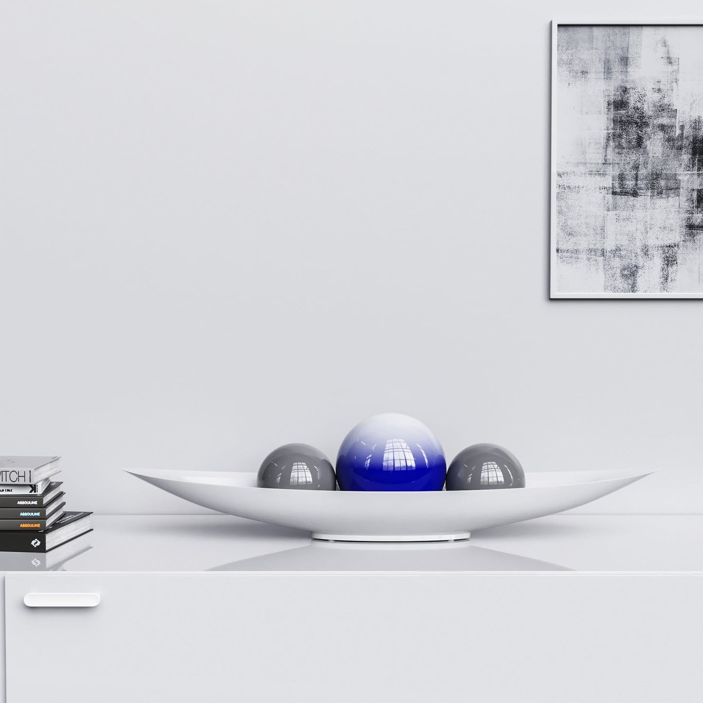 Ceramic Canoe & Three Balls Set - Faded Colors - Synchrony Art INC