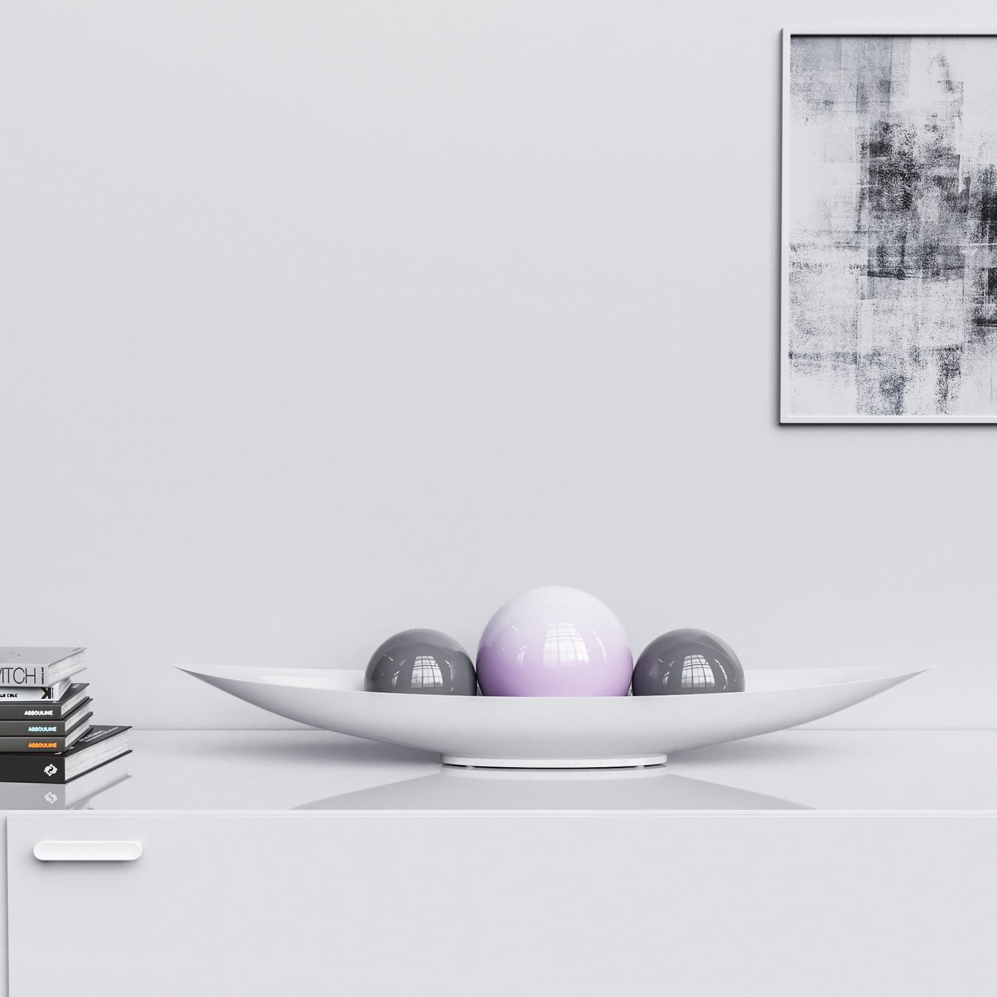 Ceramic Canoe & Three Balls Set - Faded Colors - Synchrony Art INC
