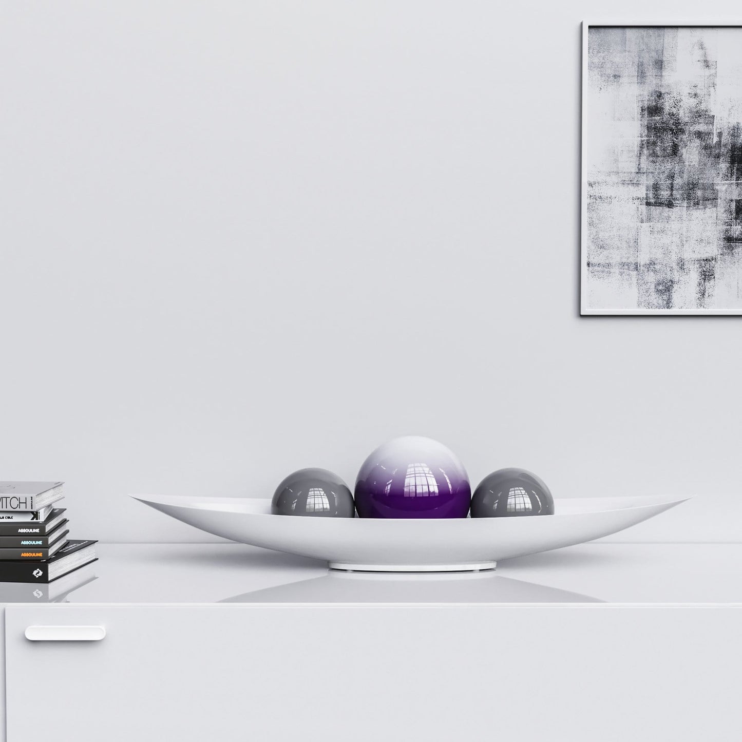Ceramic Canoe & Three Balls Set - Faded Colors - Synchrony Art INC