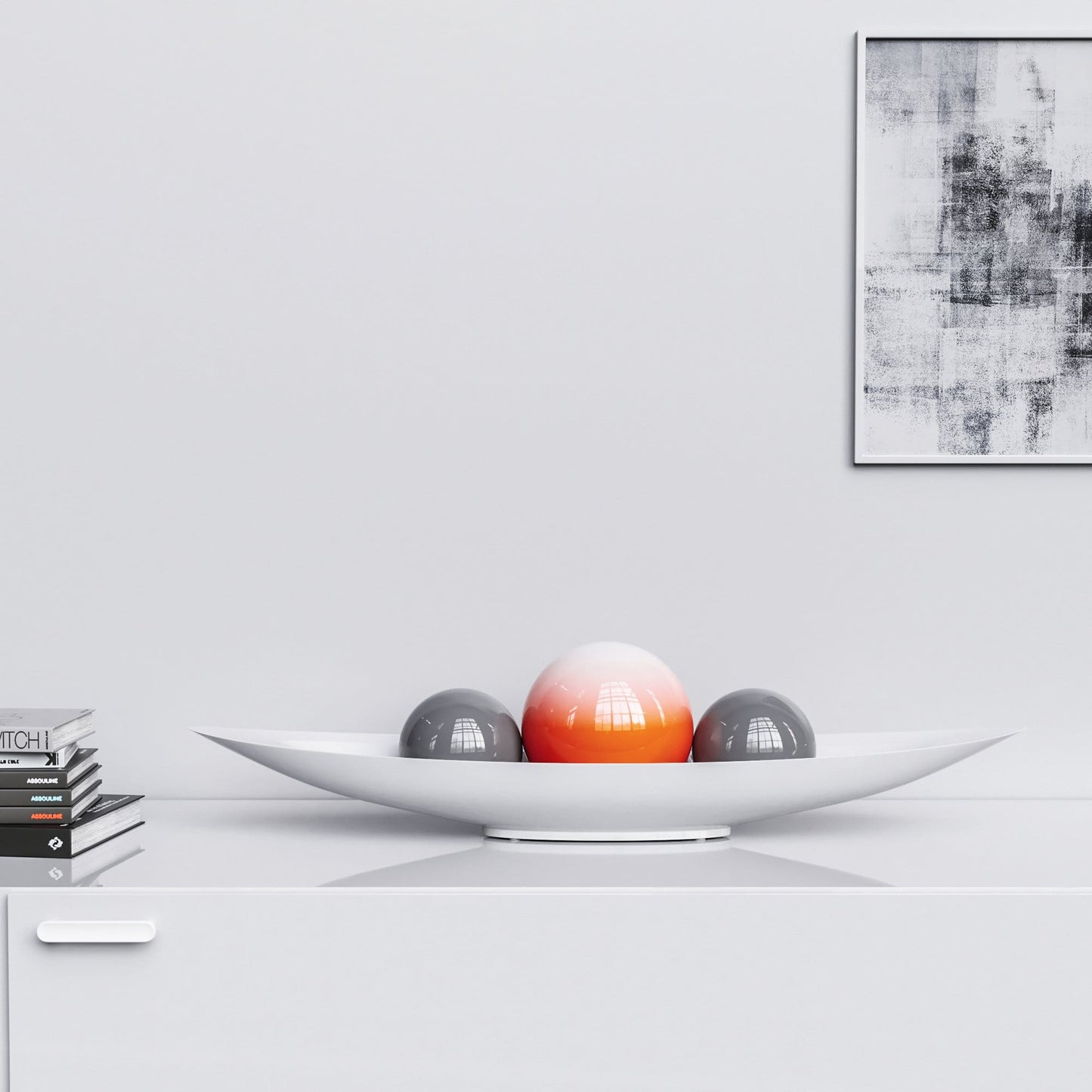 Ceramic Canoe & Three Balls Set - Faded Colors - Synchrony Art INC