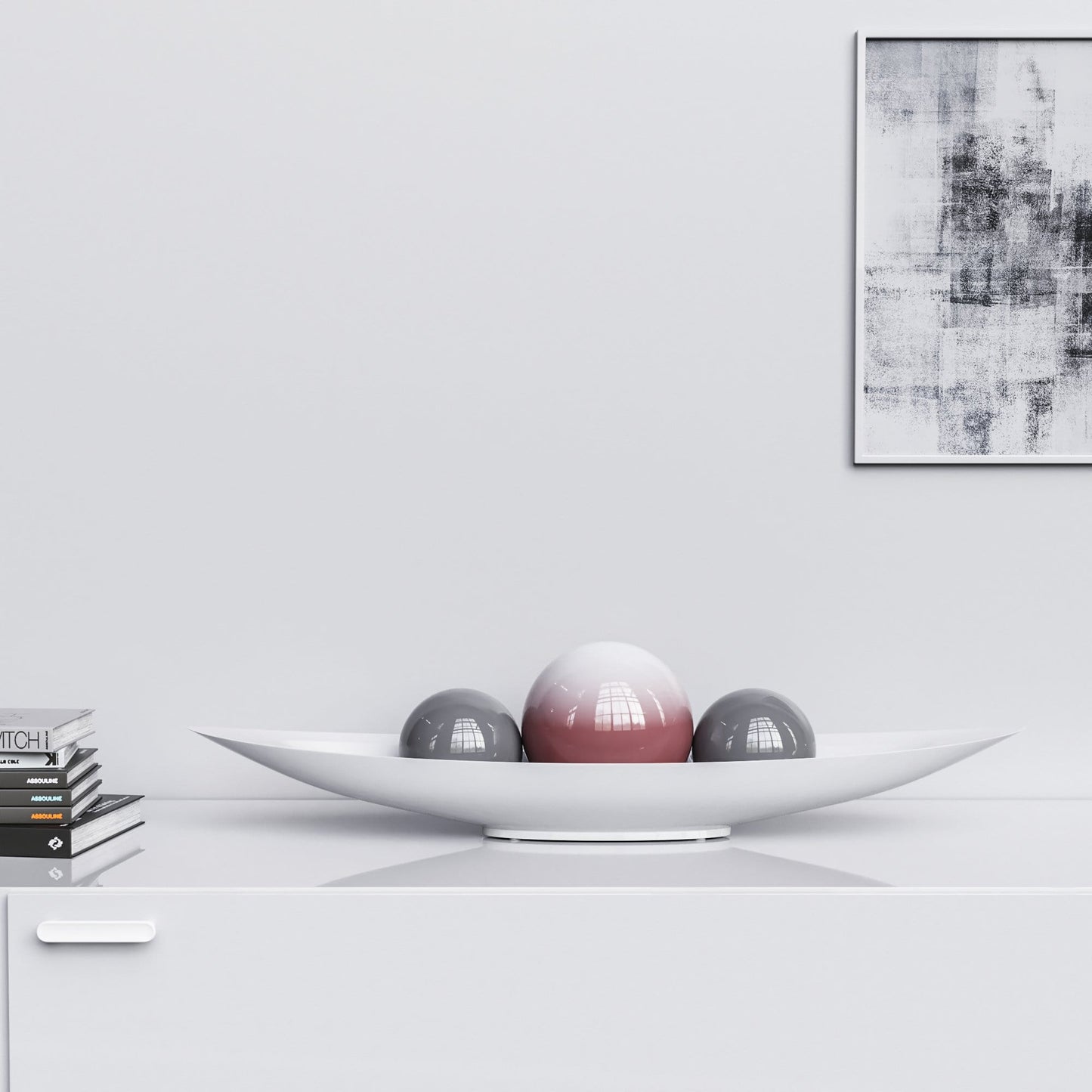 Ceramic Canoe & Three Balls Set - Faded Colors - Synchrony Art INC