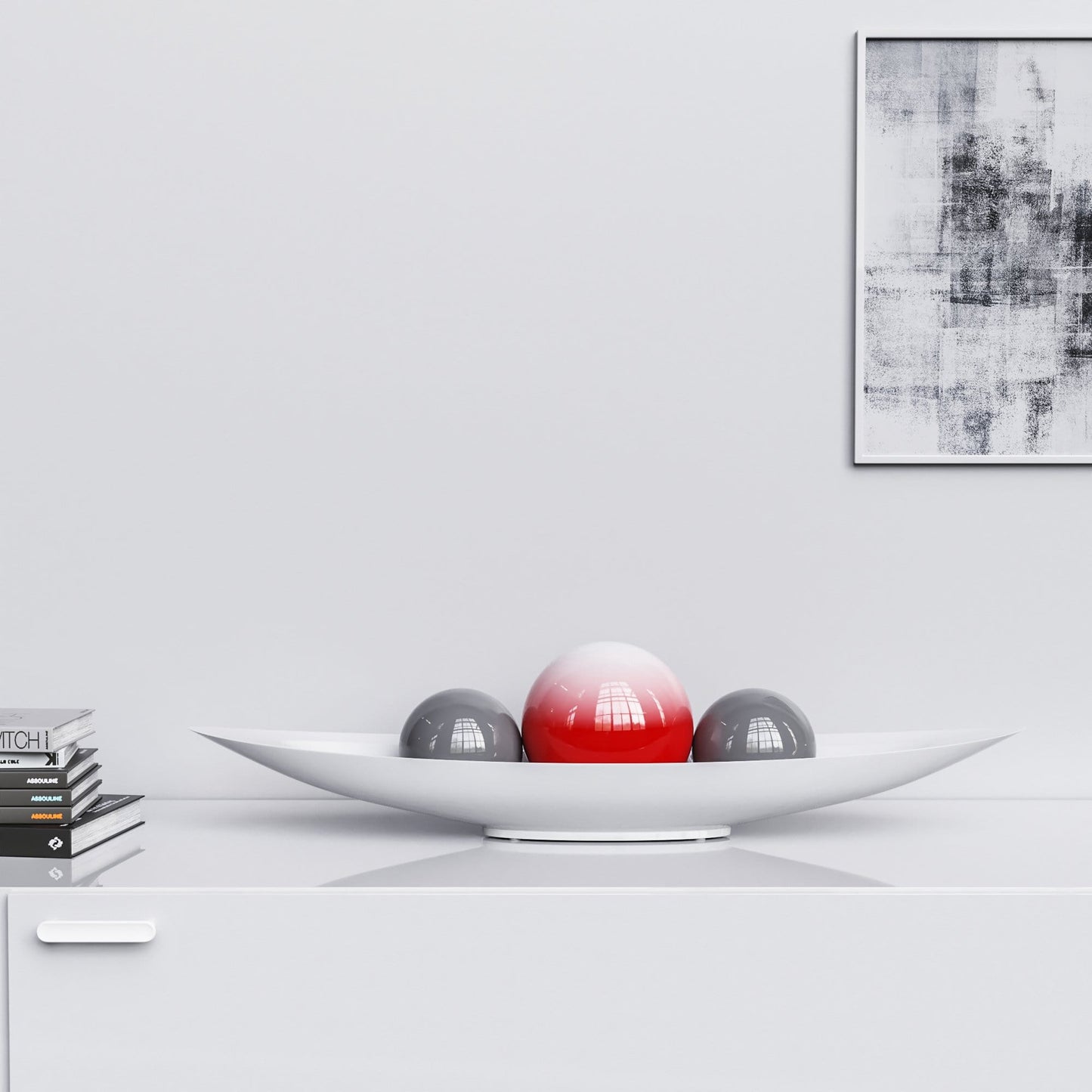Ceramic Canoe & Three Balls Set - Faded Colors - Synchrony Art INC