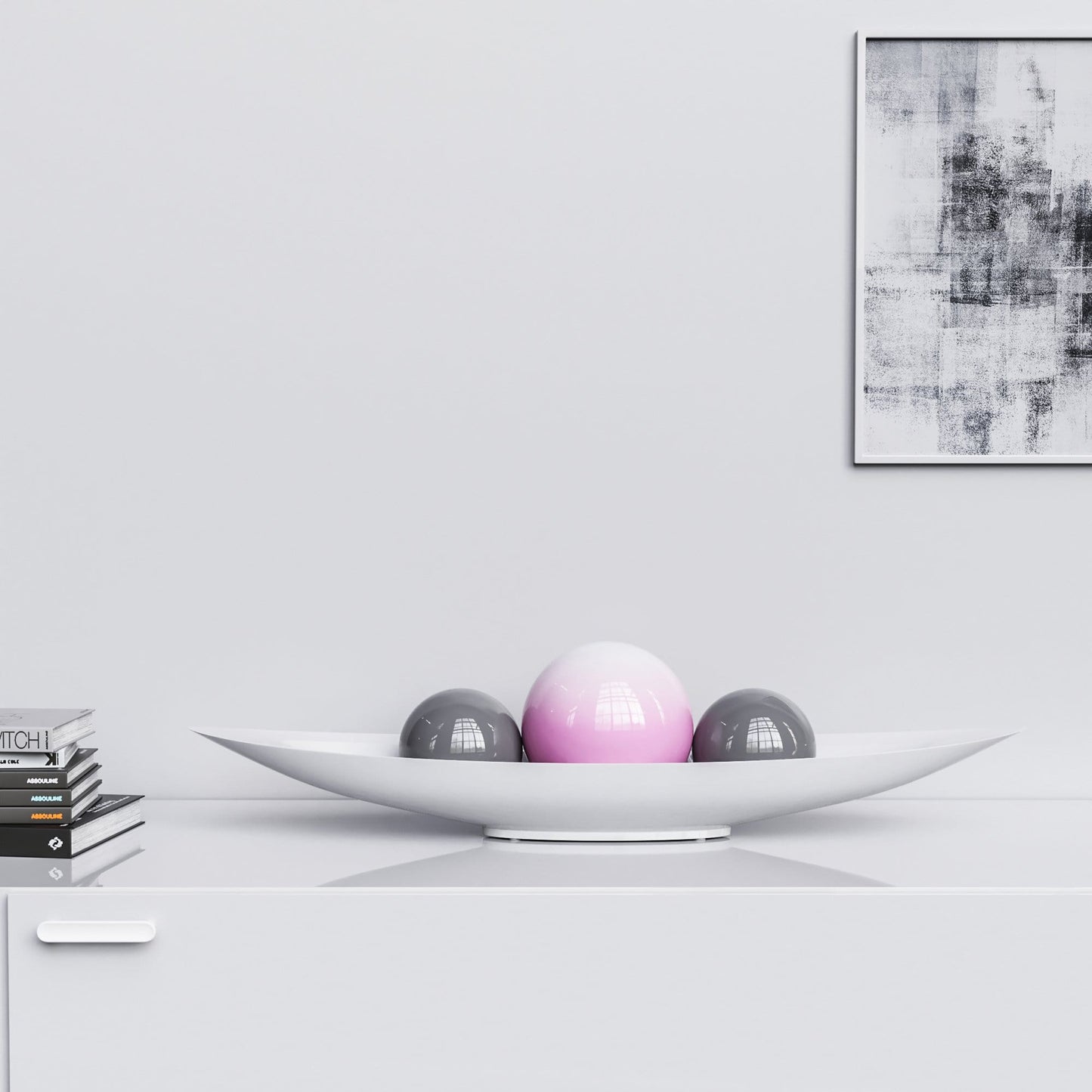 Ceramic Canoe & Three Balls Set - Faded Colors - Synchrony Art INC