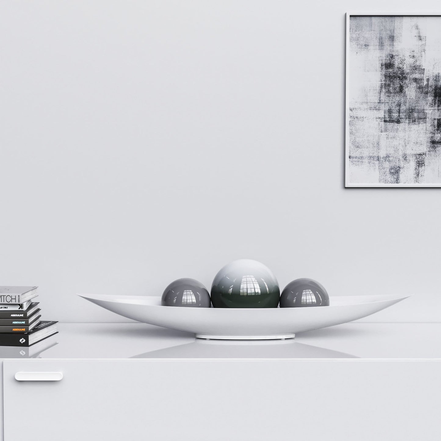Ceramic Canoe & Three Balls Set - Faded Colors - Synchrony Art INC
