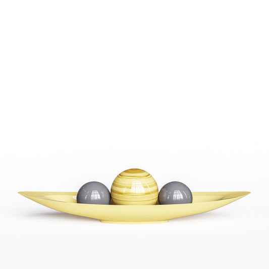 Ceramic Canoe & Three Balls Set - Exotic Marbles - Synchrony Art INC