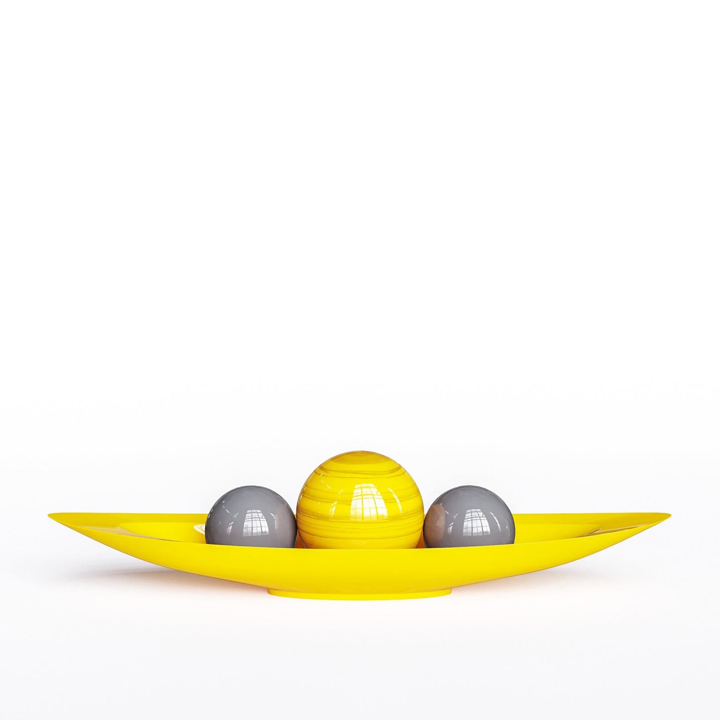 Ceramic Canoe & Three Balls Set - Exotic Marbles - Synchrony Art INC
