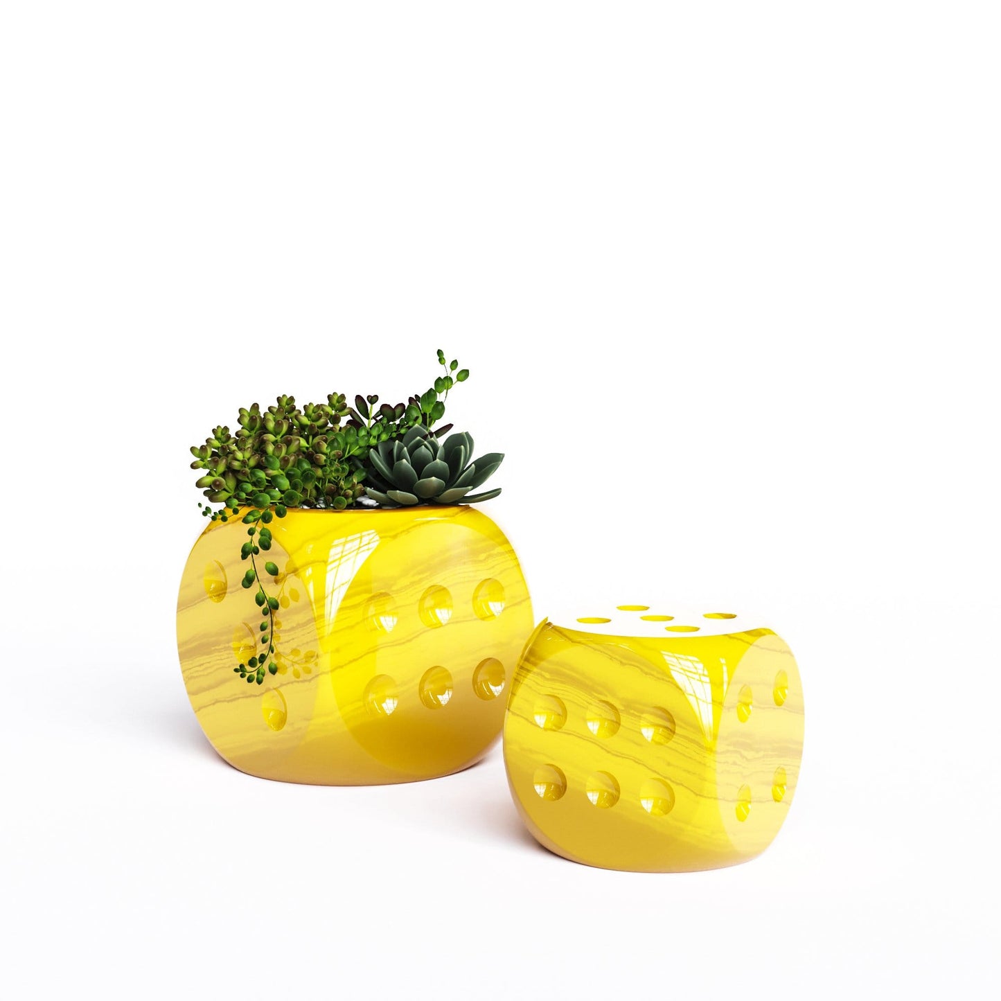 Ceramic Dice & Plants Set - Exotic Marbles - Synchrony Art INC