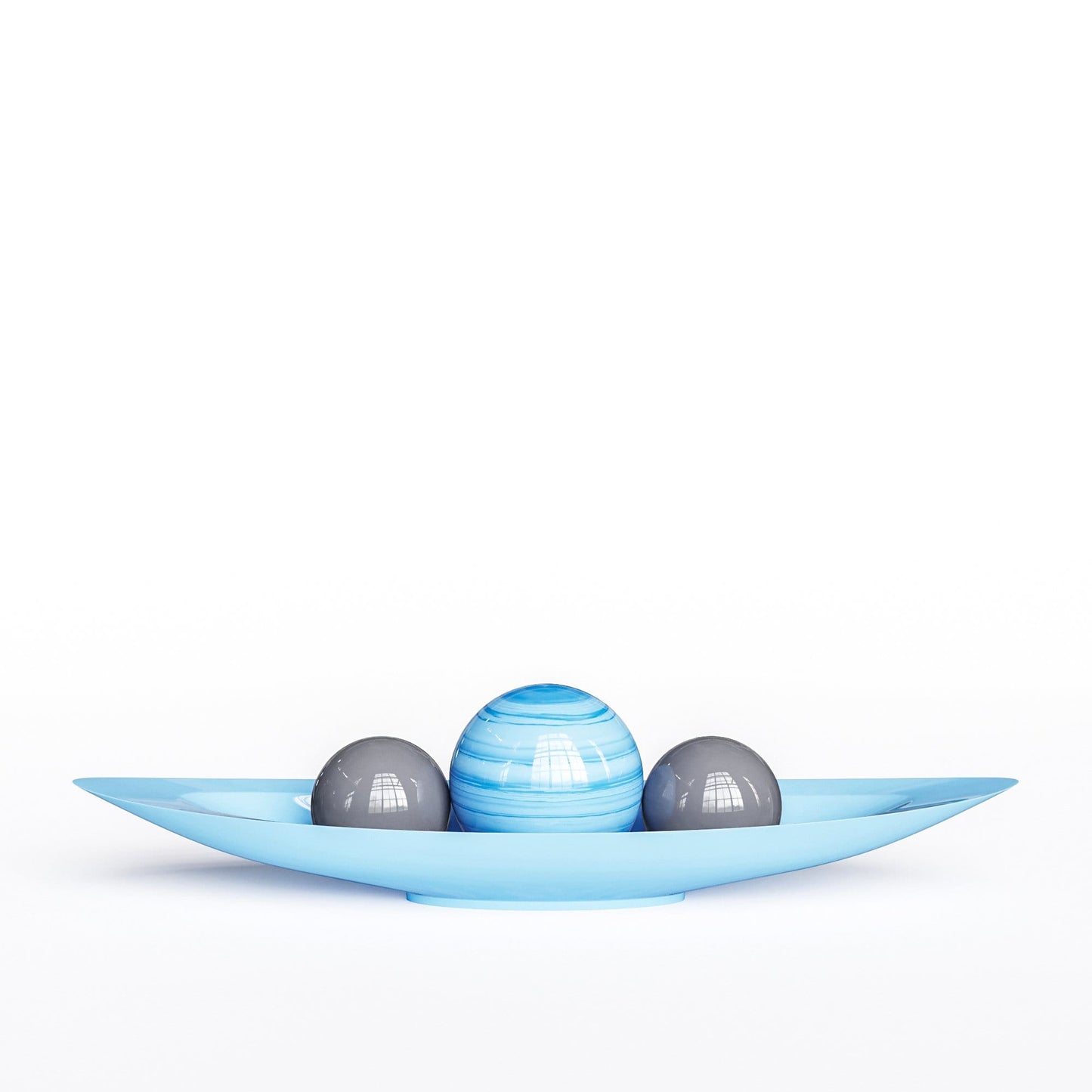 Ceramic Canoe & Three Balls Set - Exotic Marbles - Synchrony Art INC