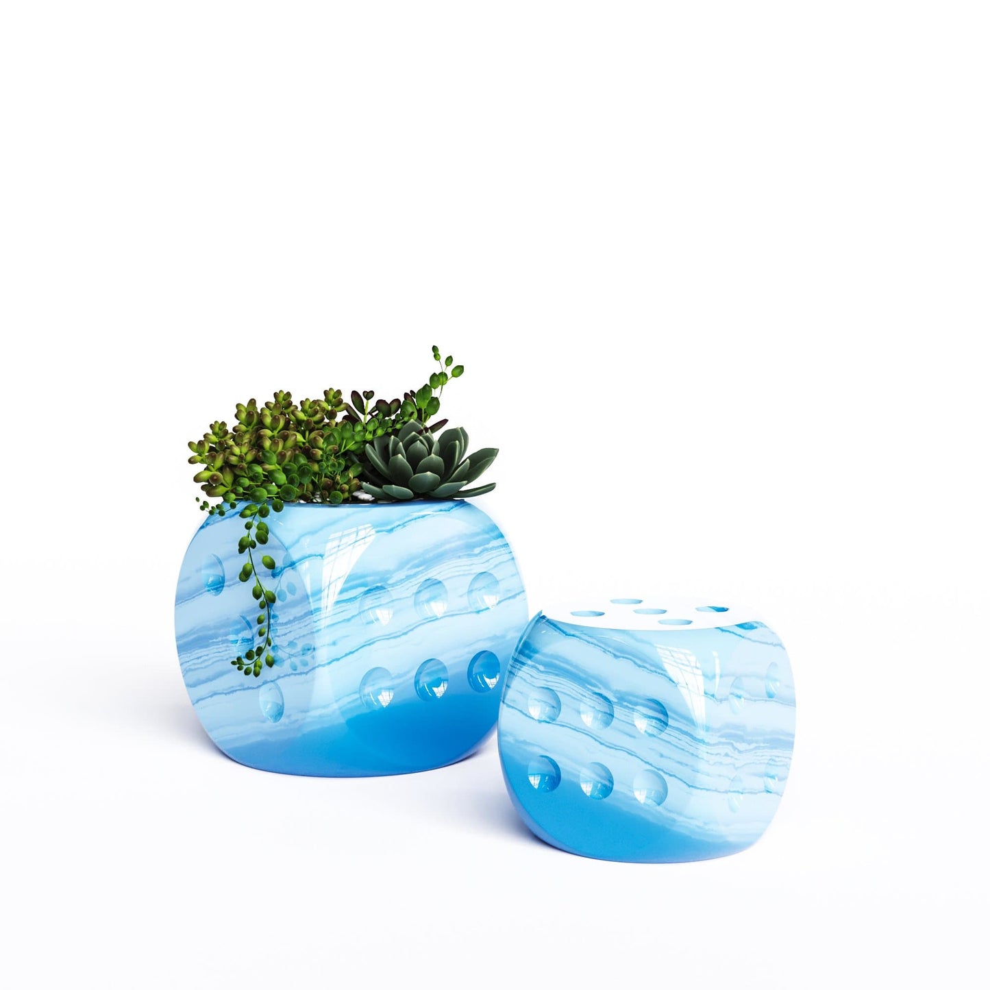 Ceramic Dice & Plants Set - Exotic Marbles - Synchrony Art INC