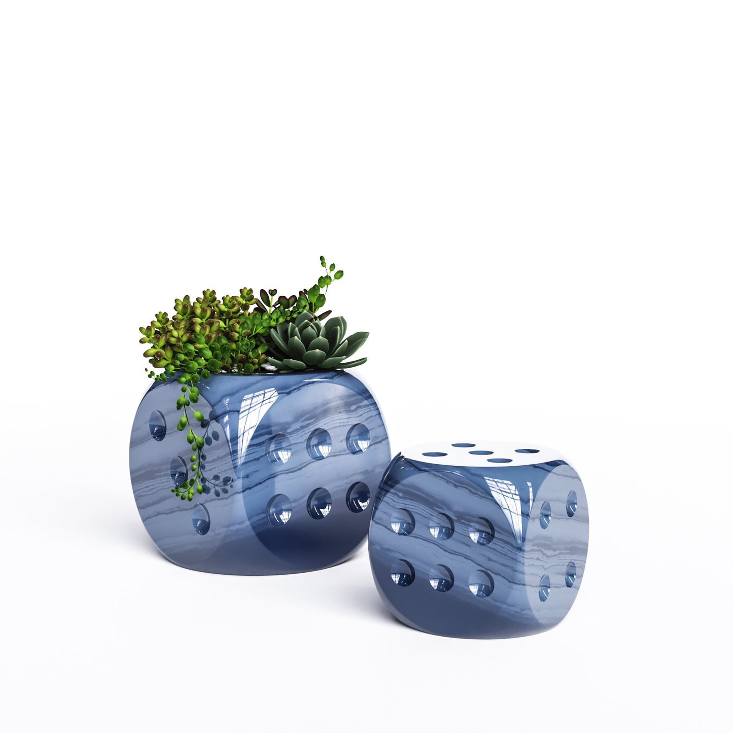 Ceramic Dice & Plants Set - Exotic Marbles - Synchrony Art INC