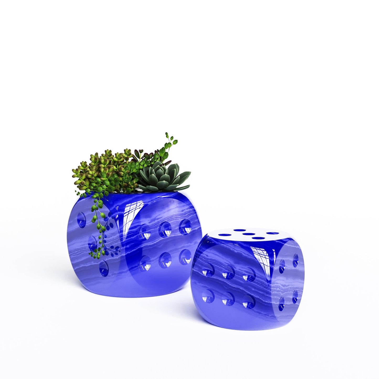 Ceramic Dice & Plants Set - Exotic Marbles - Synchrony Art INC