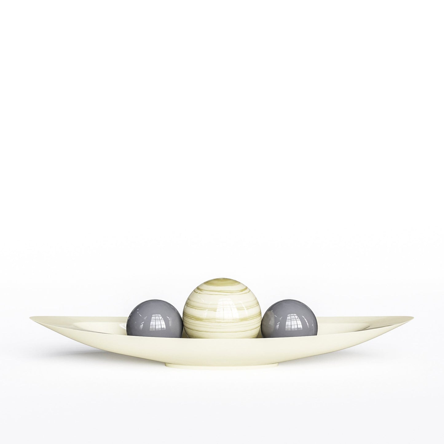 Ceramic Canoe & Three Balls Set - Exotic Marbles - Synchrony Art INC