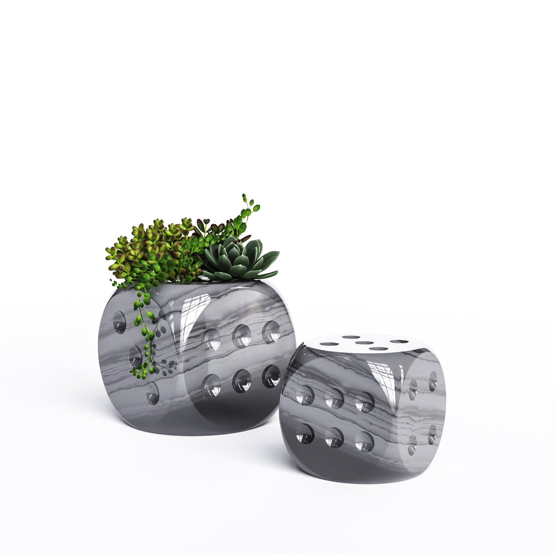 Ceramic Dice & Plants Set - Exotic Marbles - Synchrony Art INC