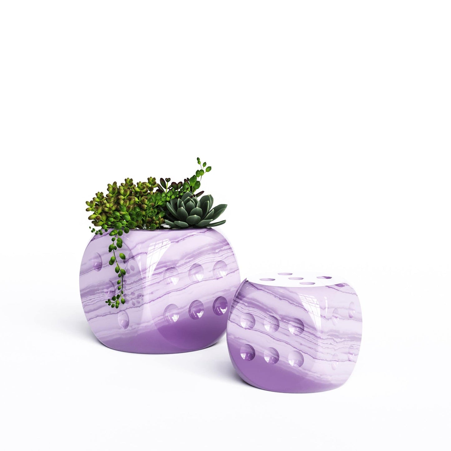 Ceramic Dice & Plants Set - Exotic Marbles - Synchrony Art INC