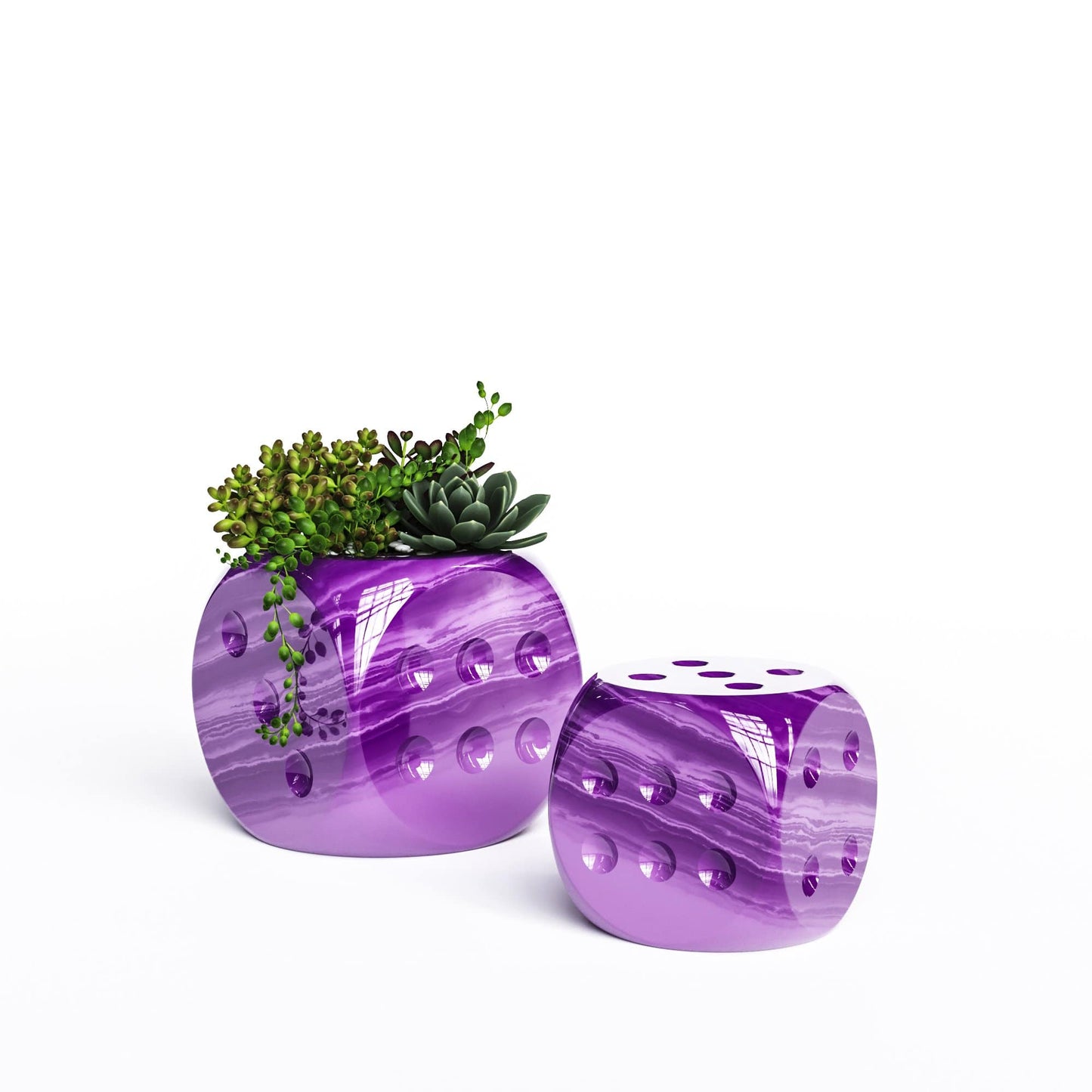 Ceramic Dice & Plants Set - Exotic Marbles - Synchrony Art INC
