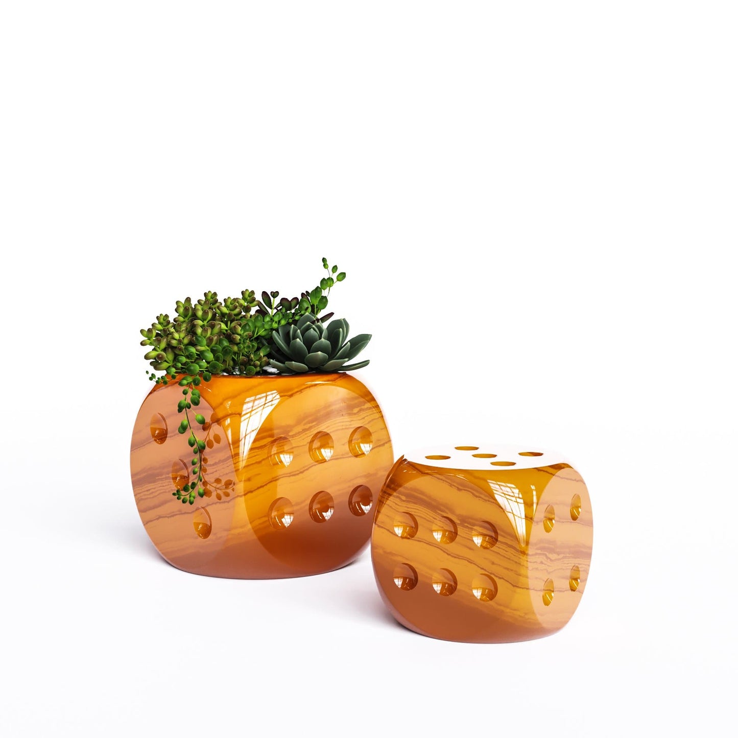 Ceramic Dice & Plants Set - Exotic Marbles - Synchrony Art INC