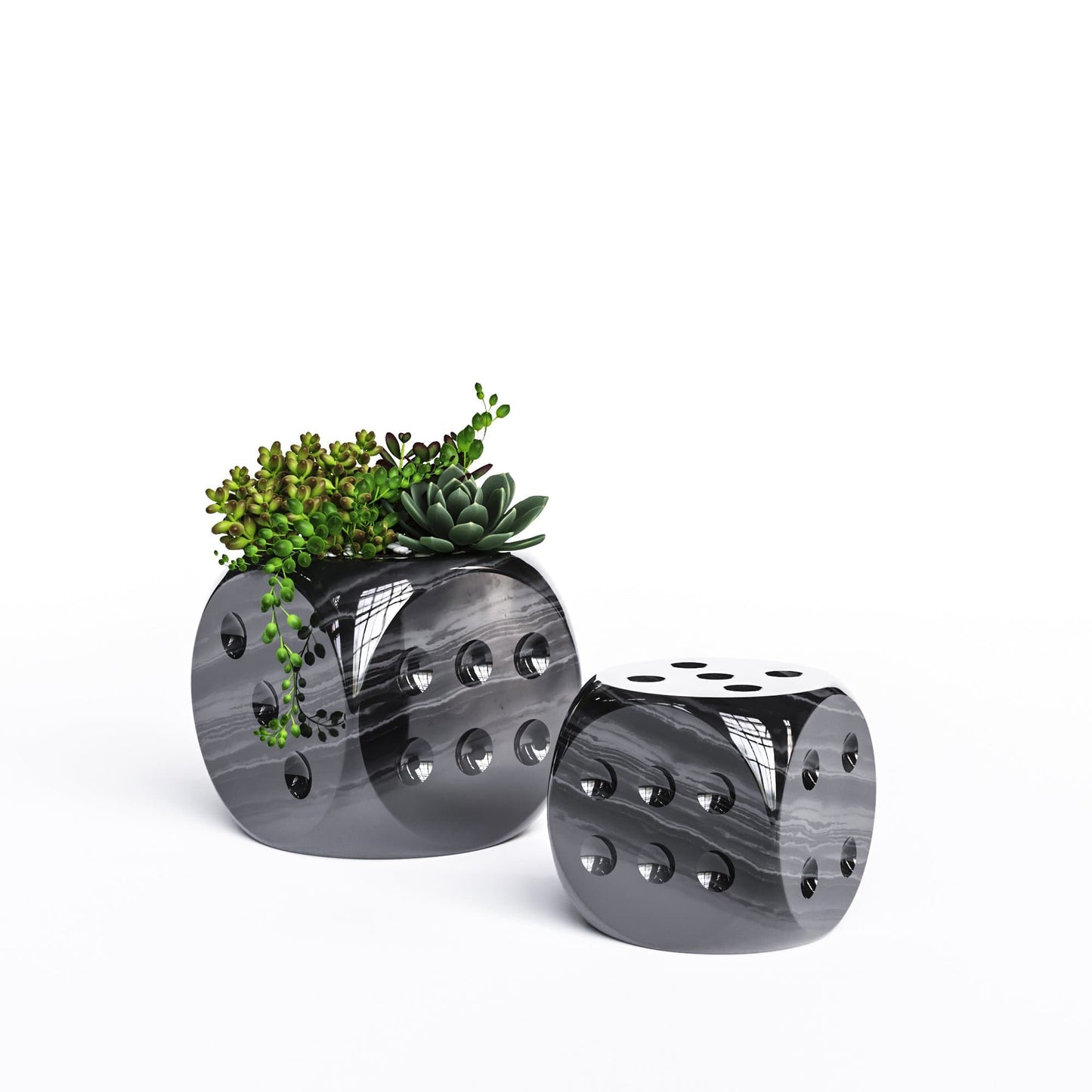 Ceramic Dice & Plants Set - Exotic Marbles - Synchrony Art INC