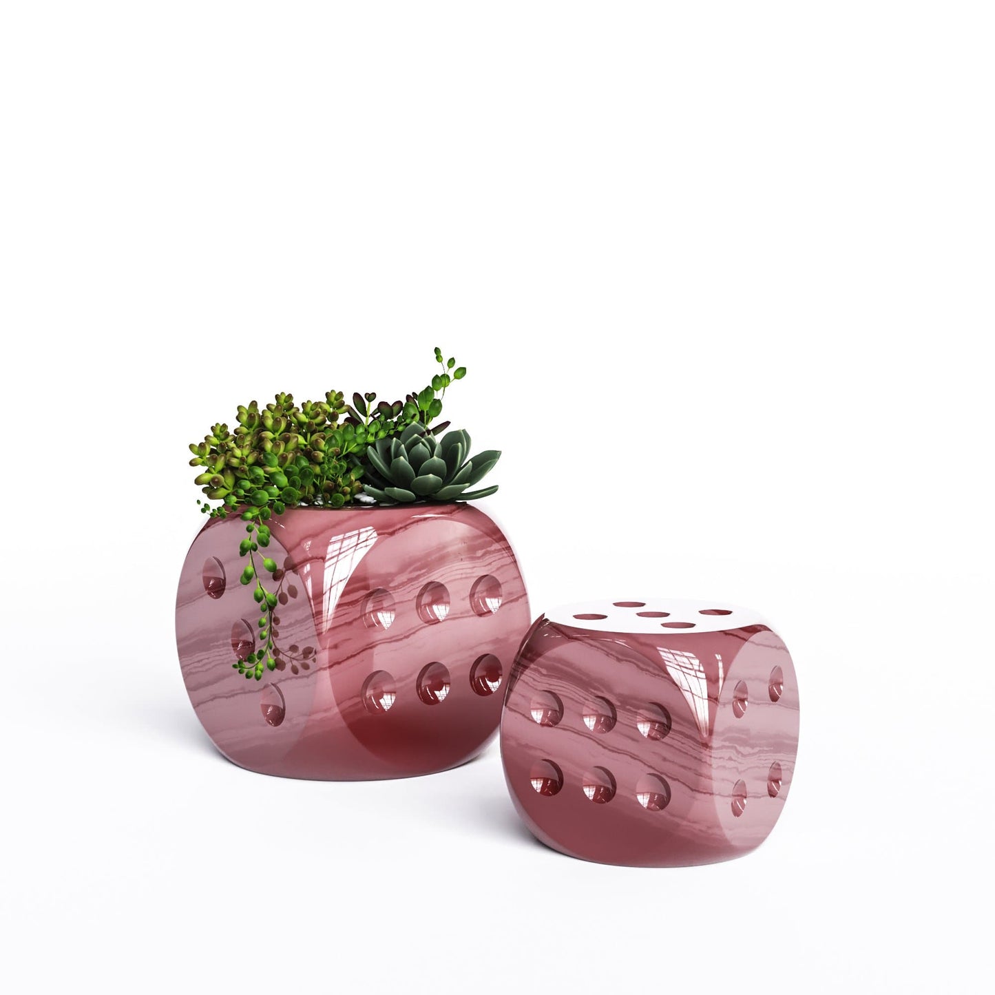 Ceramic Dice & Plants Set - Exotic Marbles - Synchrony Art INC