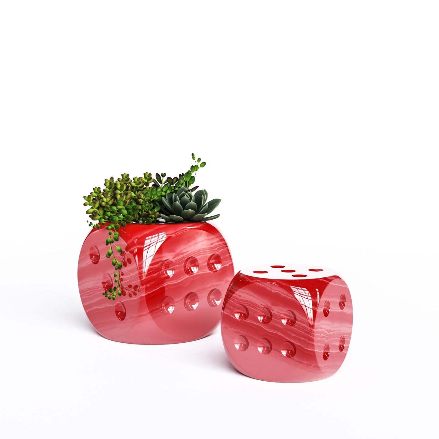 Ceramic Dice & Plants Set - Exotic Marbles - Synchrony Art INC