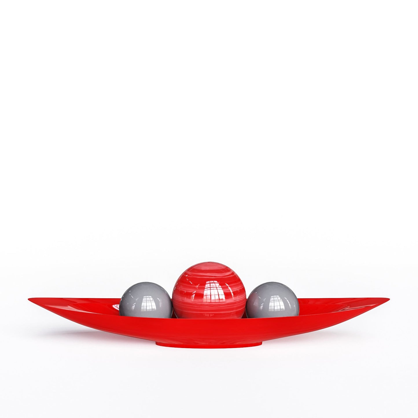 Ceramic Canoe & Three Balls Set - Exotic Marbles - Synchrony Art INC