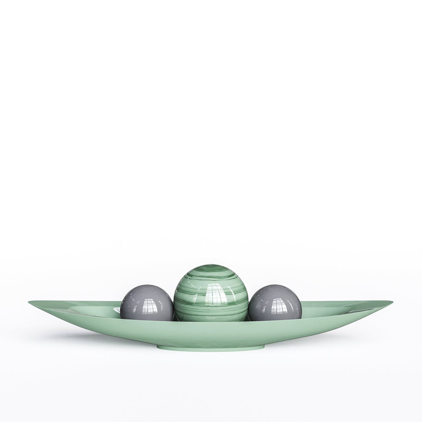 Ceramic Canoe & Three Balls Set - Exotic Marbles - Synchrony Art INC