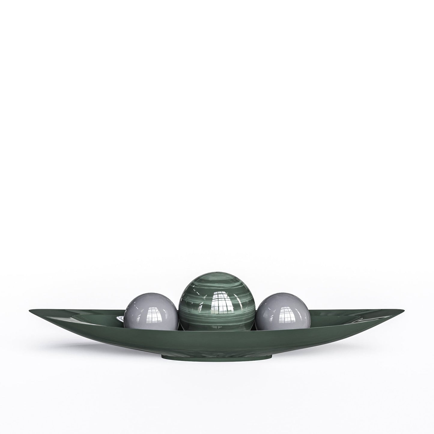Ceramic Canoe & Three Balls Set - Exotic Marbles - Synchrony Art INC