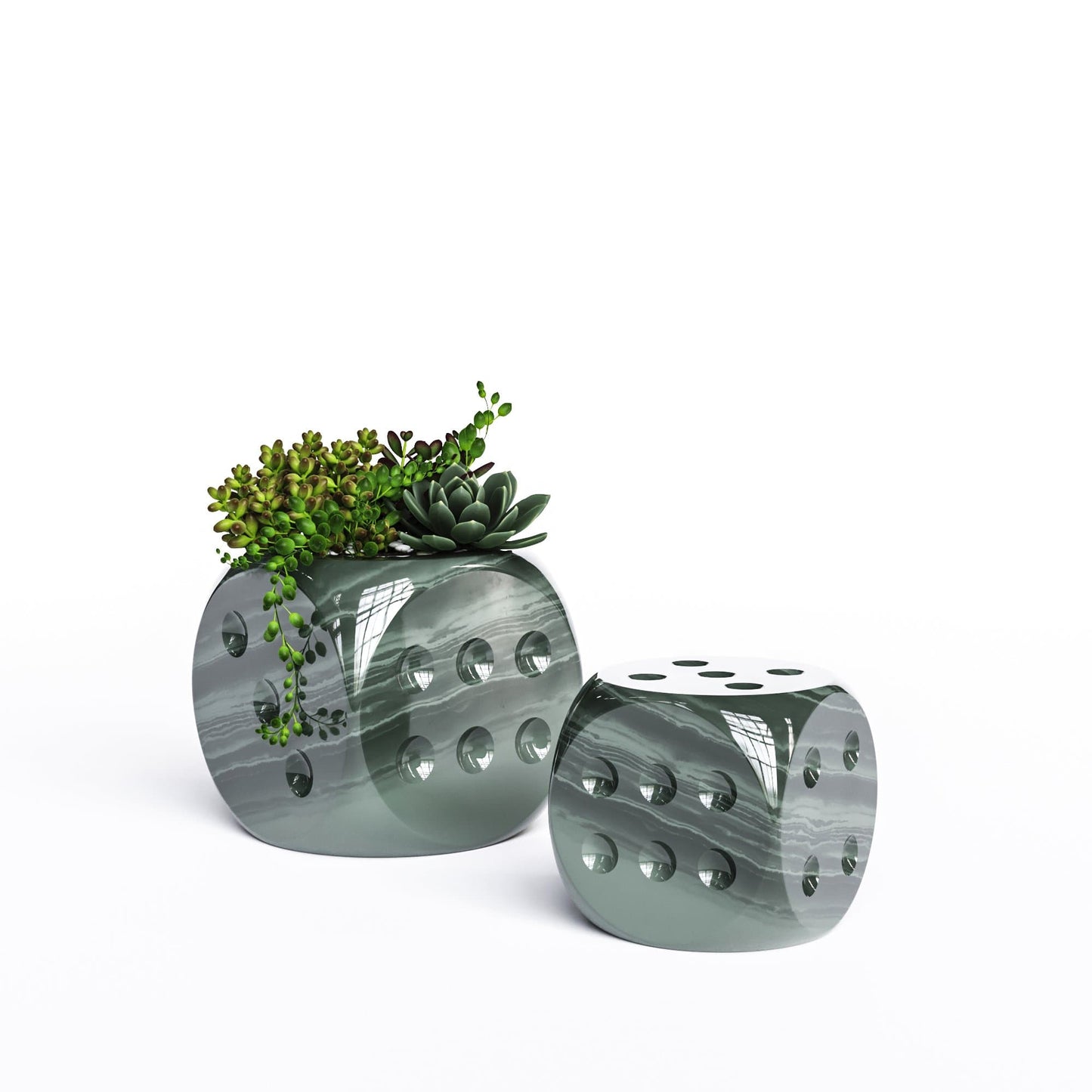 Ceramic Dice & Plants Set - Exotic Marbles - Synchrony Art INC