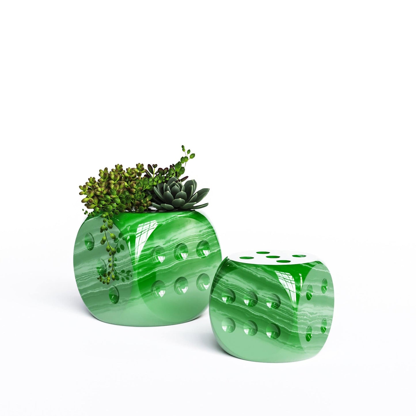 Ceramic Dice & Plants Set - Exotic Marbles - Synchrony Art INC