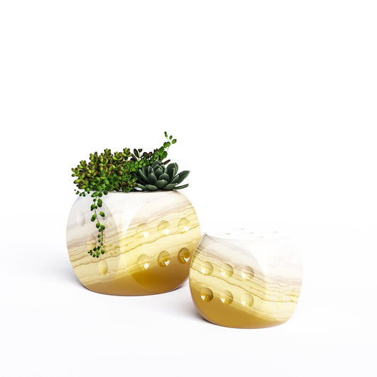 Ceramic Dice & Plants Set - Faded Marbles - Synchrony Art INC