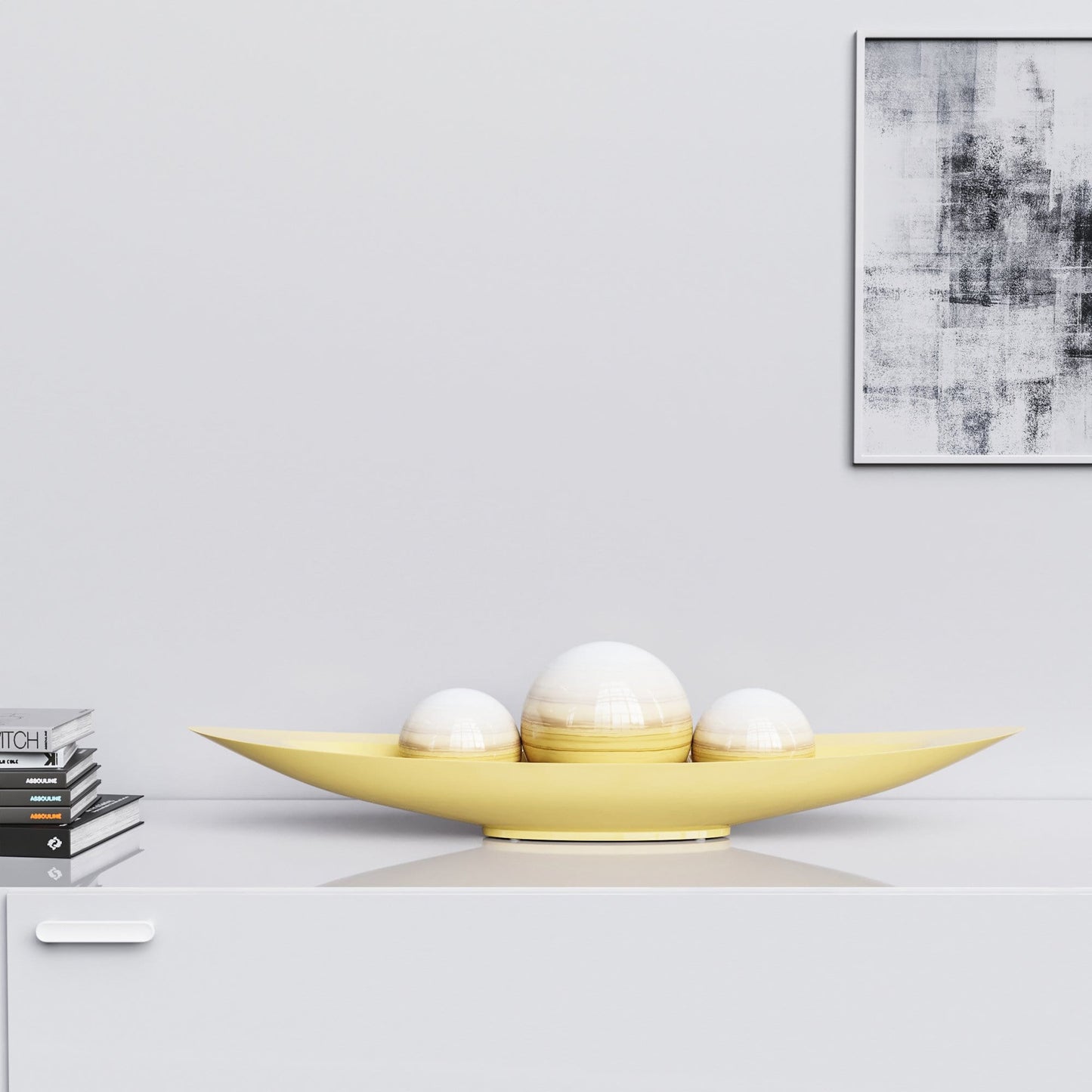 Ceramic Canoe & Three Balls Set - Faded Marbles - Synchrony Art INC