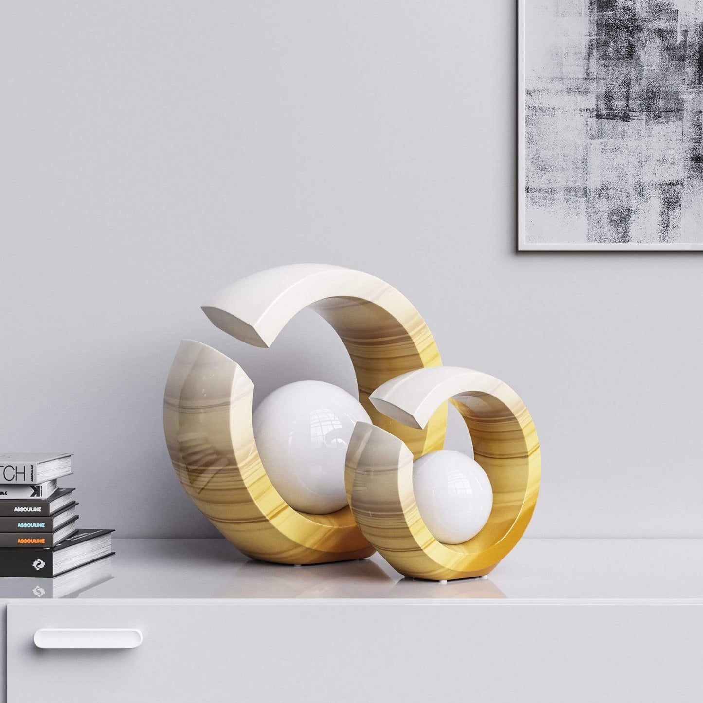 Ceramic Rings & Ball Set - Faded Marbles - Synchrony Art INC