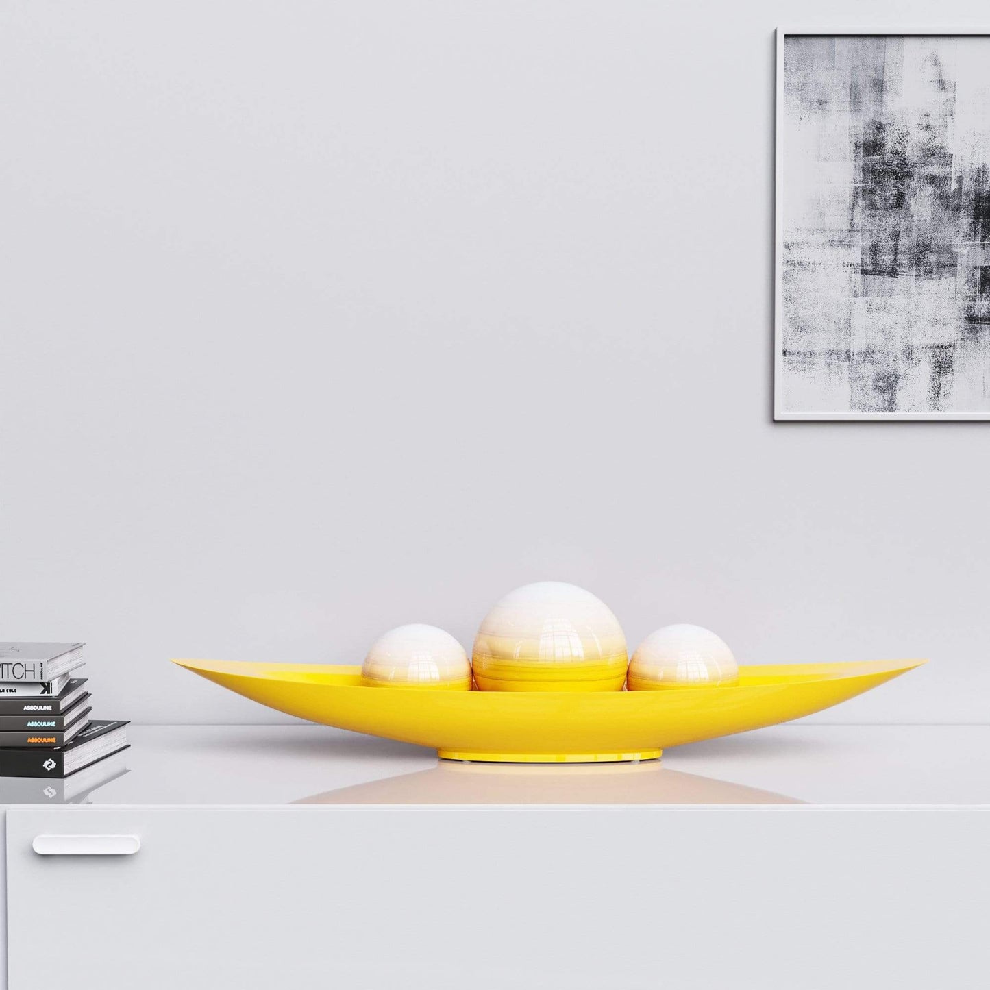 Ceramic Canoe & Three Balls Set - Faded Marbles - Synchrony Art INC