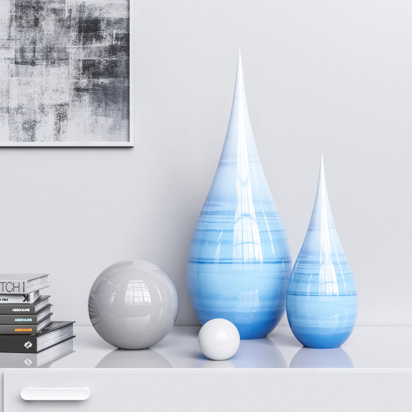 Ceramic Drop & Sphere Set - Faded Marble - Synchrony Art INC