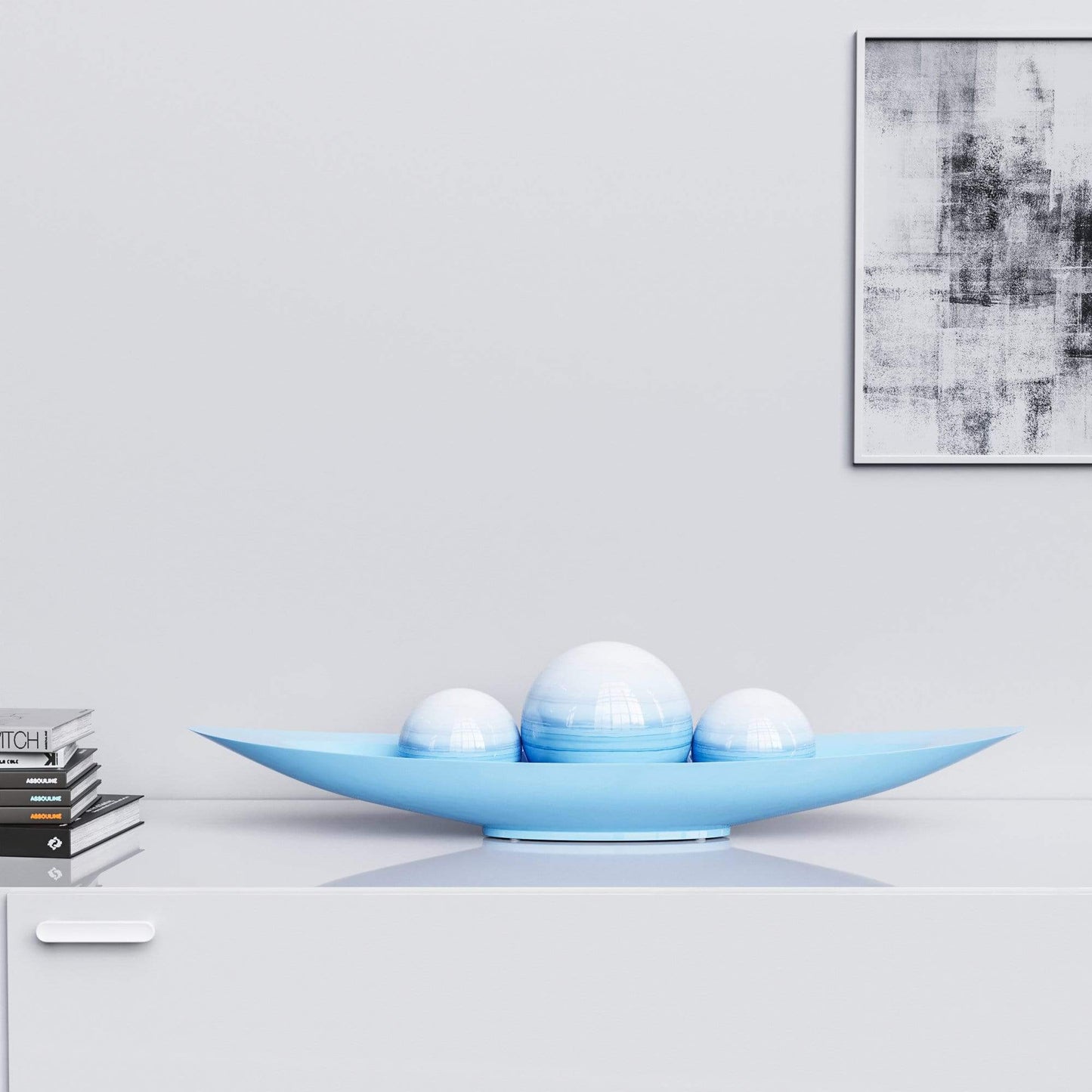Ceramic Canoe & Three Balls Set - Faded Marbles - Synchrony Art INC