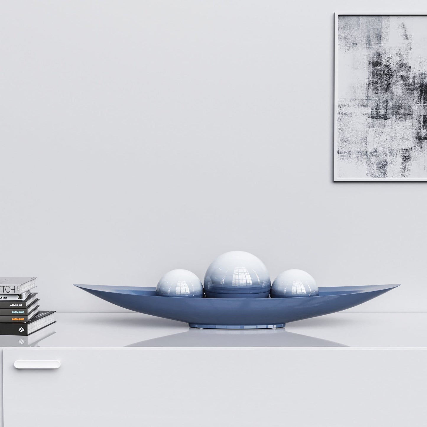 Ceramic Canoe & Three Balls Set - Faded Marbles - Synchrony Art INC