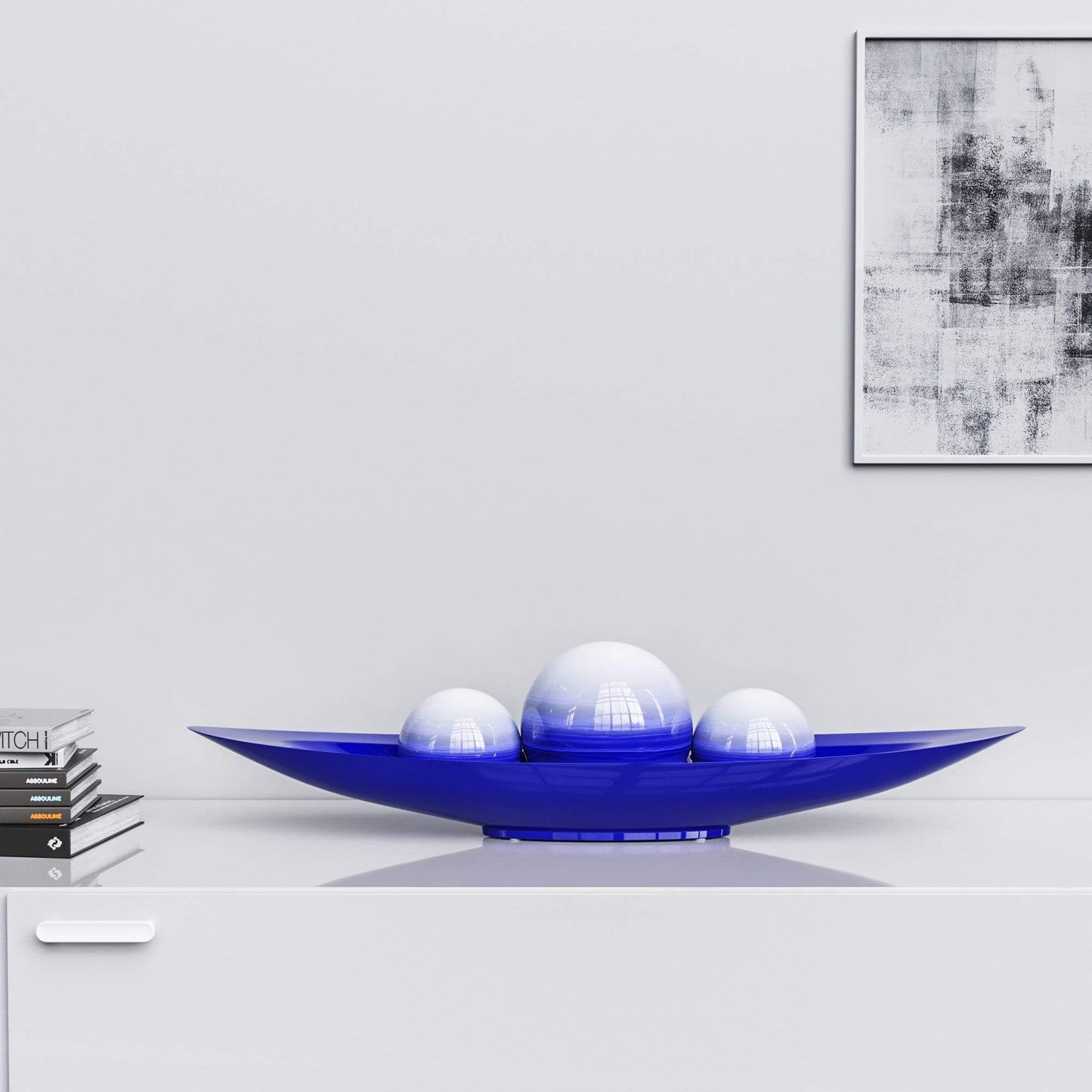 Ceramic Canoe & Three Balls Set - Faded Marbles - Synchrony Art INC