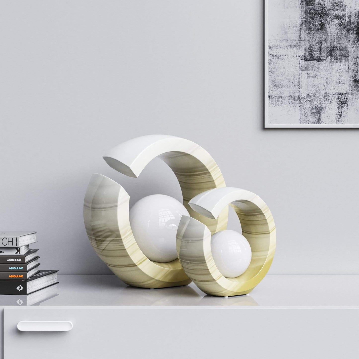 Ceramic Rings & Ball Set - Faded Marbles - Synchrony Art INC