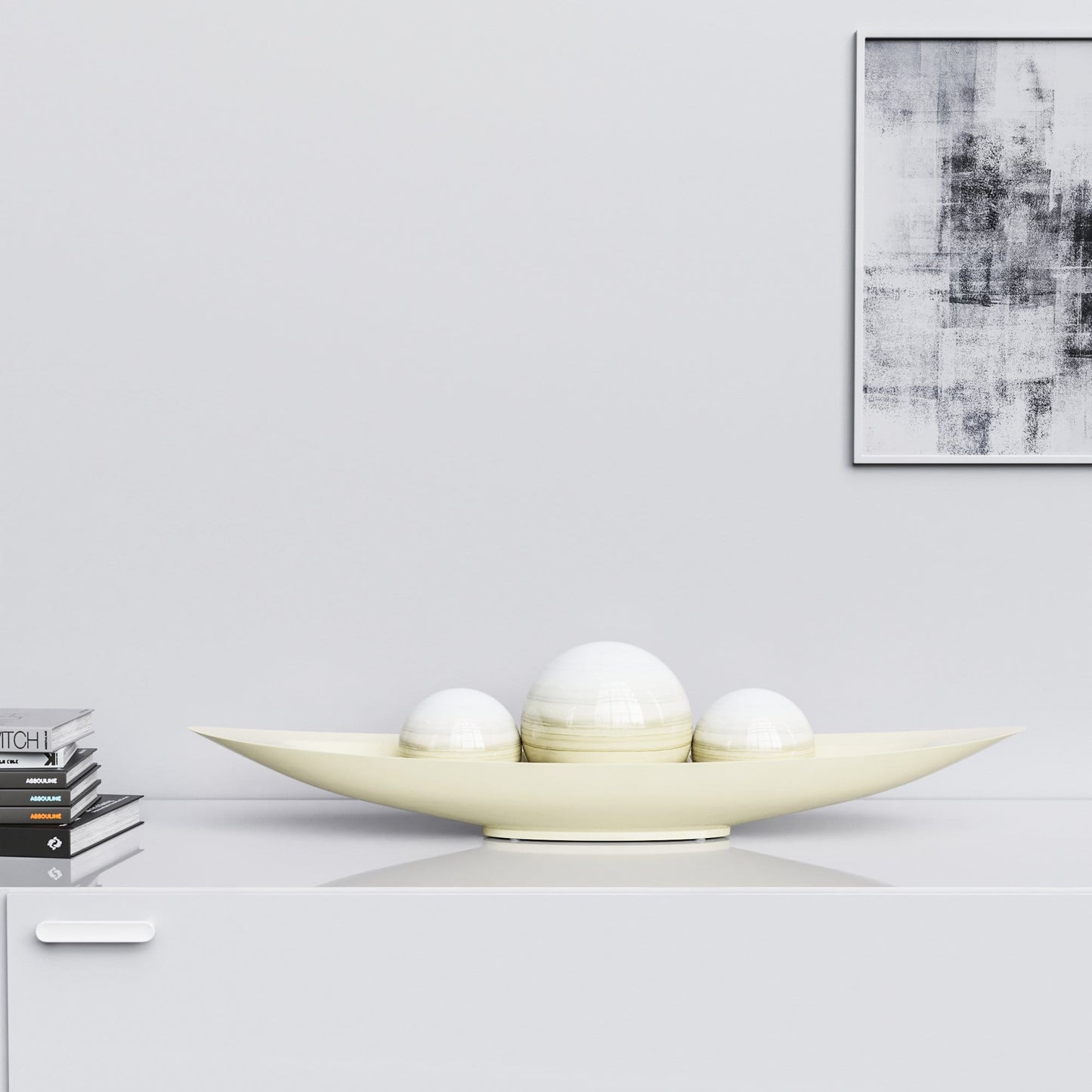 Ceramic Canoe & Three Balls Set - Faded Marbles - Synchrony Art INC