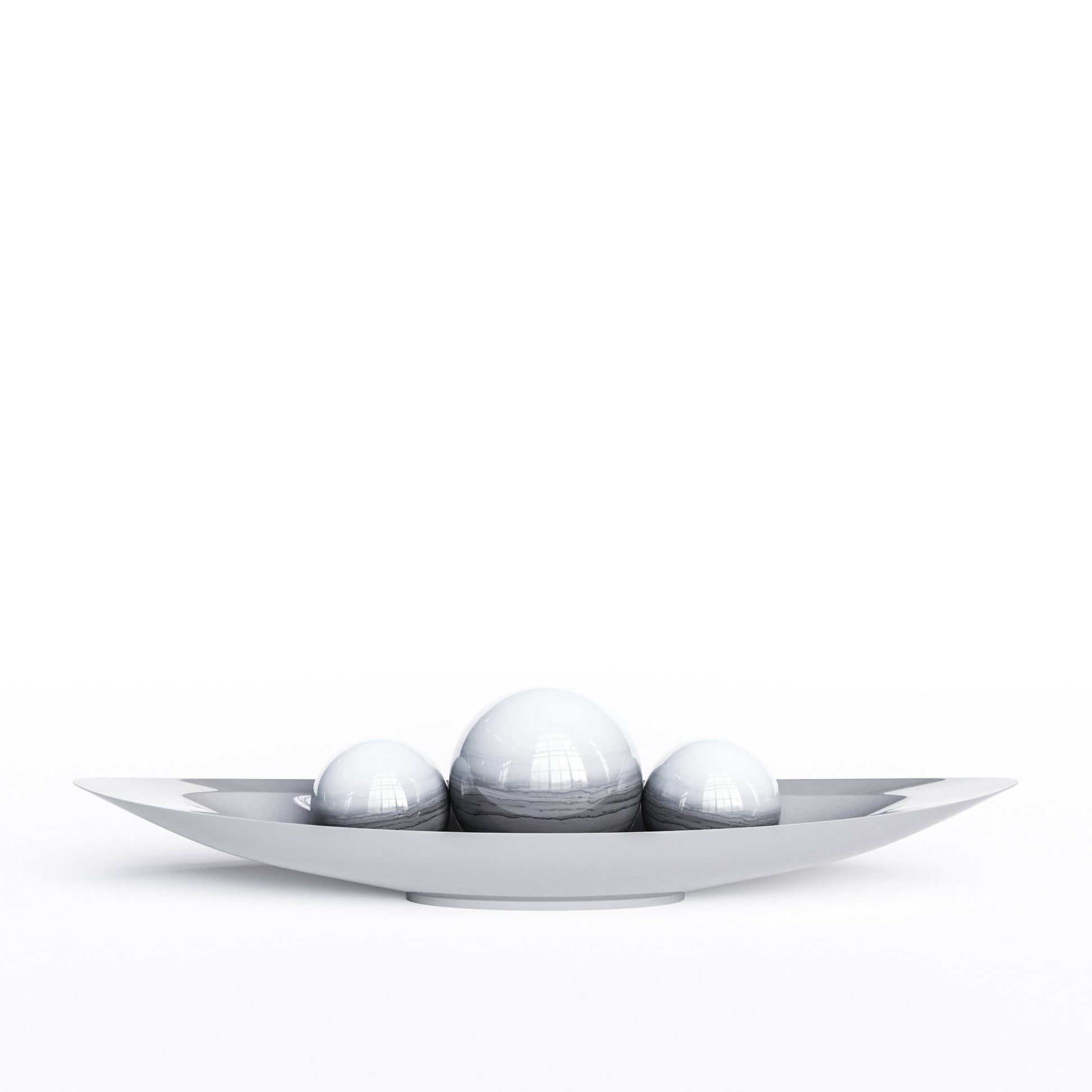 Ceramic Canoe & Three Balls Set - Faded Marbles - Synchrony Art INC