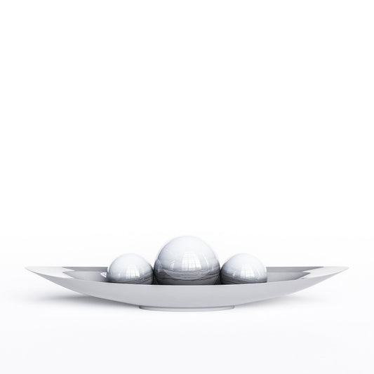 Ceramic Canoe & Three Balls Set - Faded Marbles - Synchrony Art INC