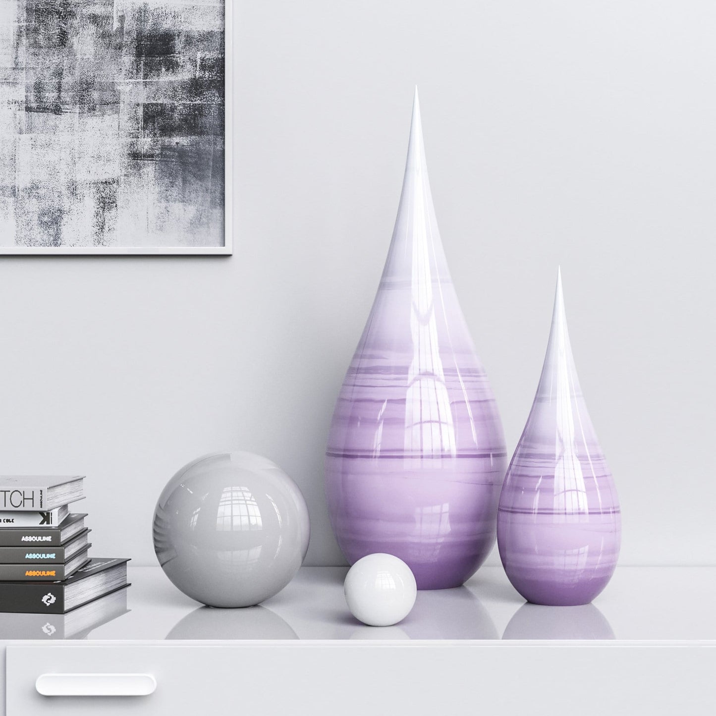 Ceramic Drop & Sphere Set - Faded Marble - Synchrony Art INC