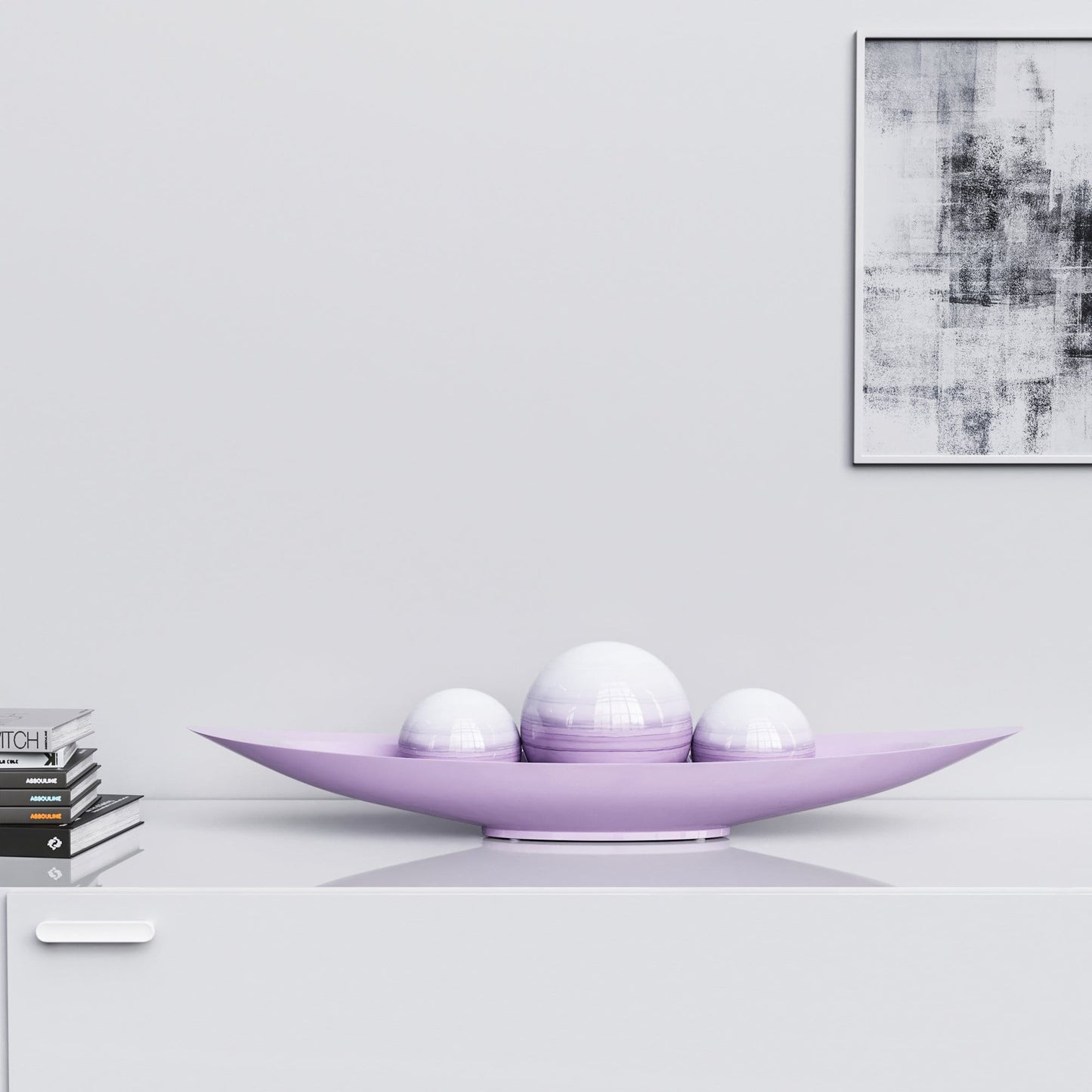 Ceramic Canoe & Three Balls Set - Faded Marbles - Synchrony Art INC
